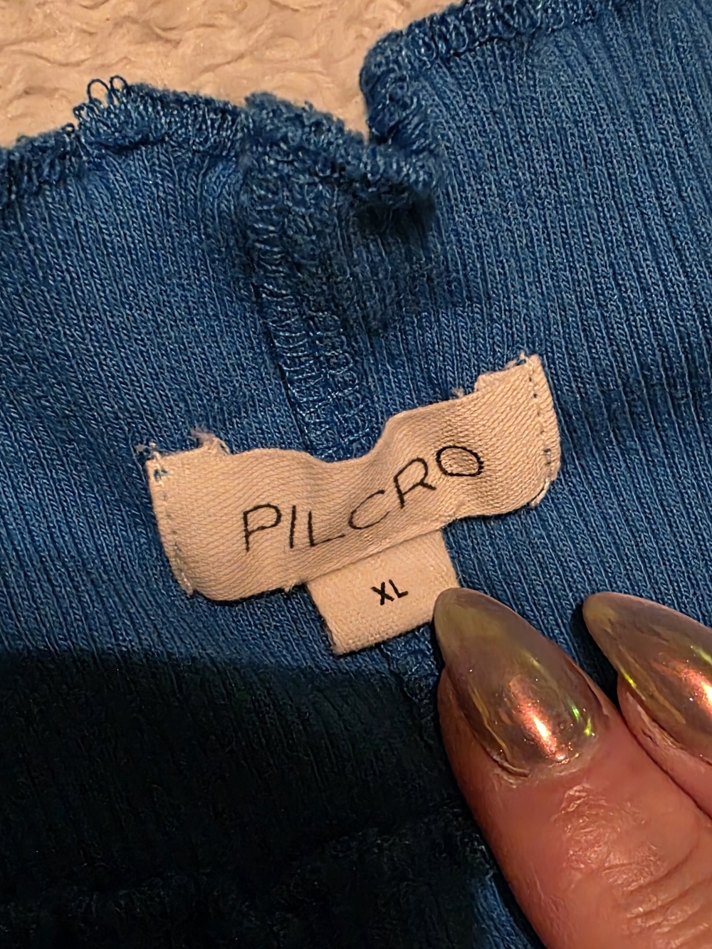 Pilcro Blue Ribbed Top - Picture 2 of 3